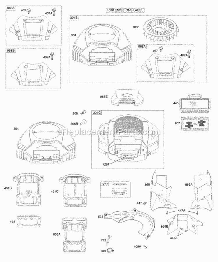 Air Cleaner Blower Housing Diagram and Parts List for 446777-0241-E1  Briggs and Stratton Engine